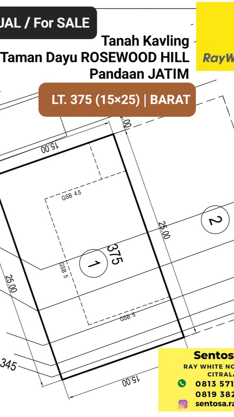 MURAH Rp.2,9 jt-an/m2 Dijual Tanah Taman Dayu - Rosewood Hill - Citraland Pandaan Pasuruan JATIM