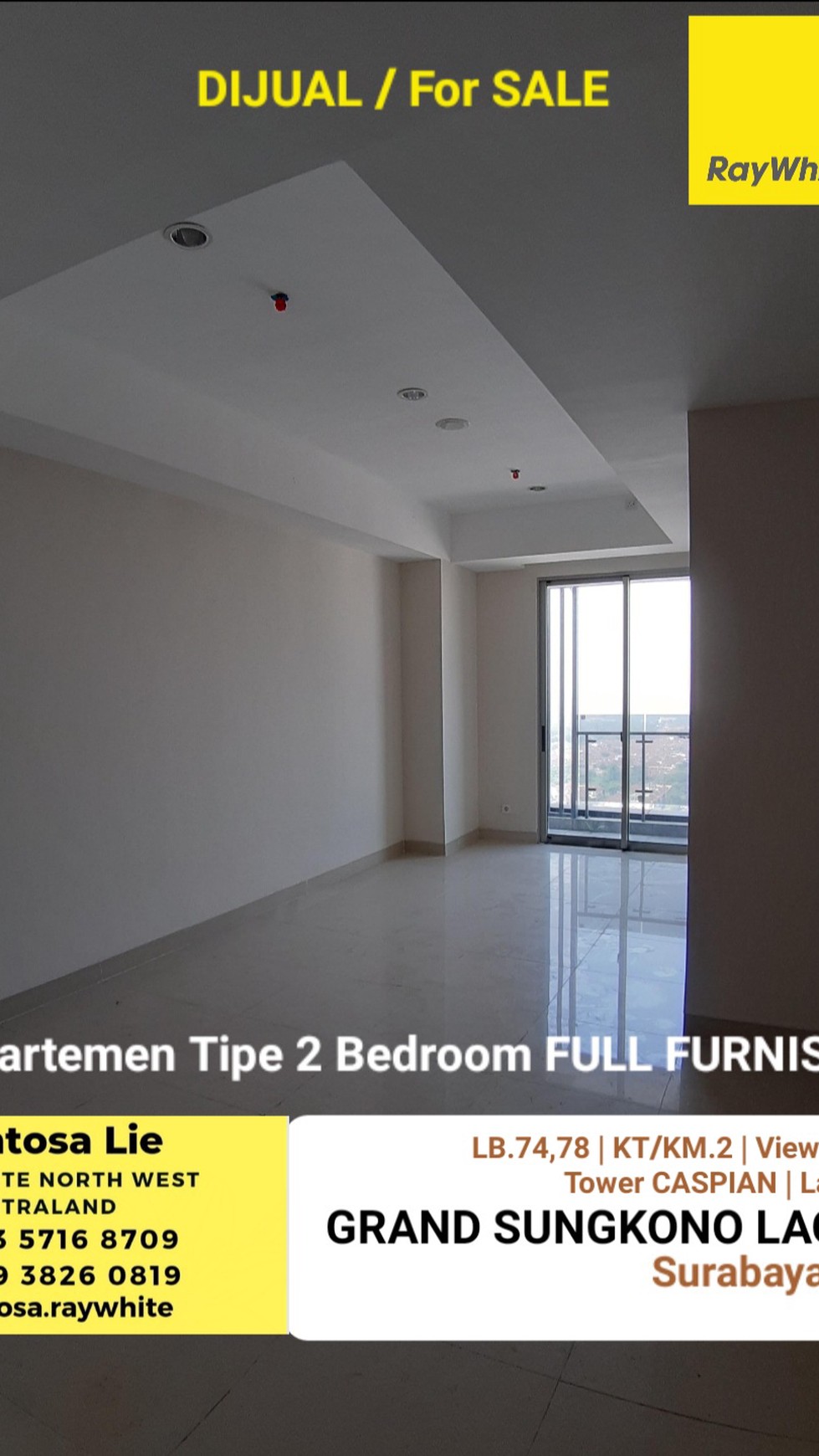 MURAH Dijual Apartemen Grand Sungkono Lagoon Tipe 2 Bedroom BONUS FURNITURE New dekat Akses TOL, Ciputra World Mall Surabaya