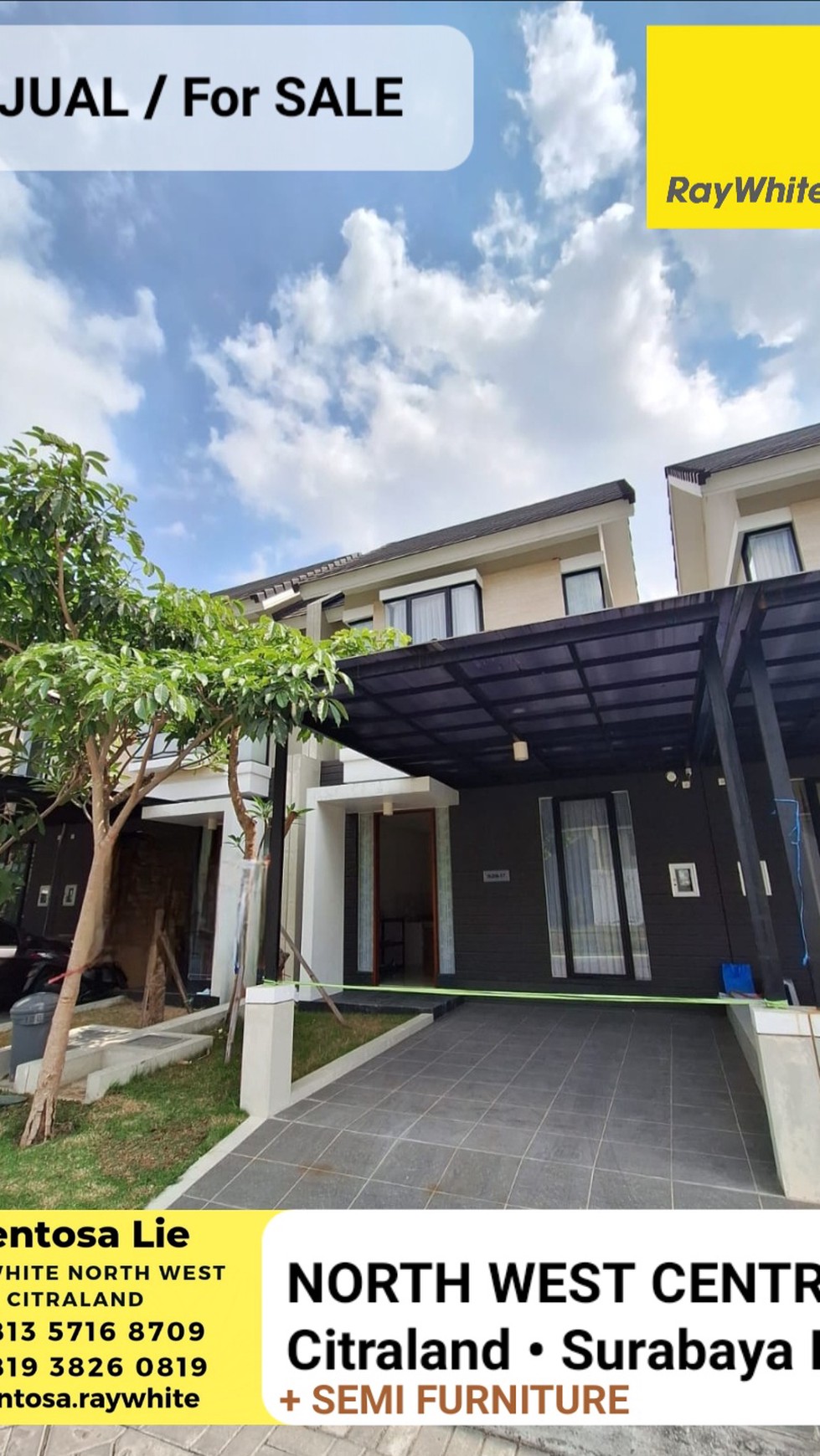 Dijual Rumah North West Central Citraland Surabaya BONUS SEMI FURNITURE - Surat SHM - Siap huni 