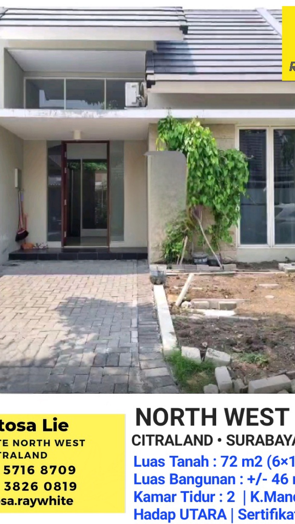 MURAH Dijual Rumah North West Park Citraland Sby SPESIAL 2 Kamar Tidur - Surat SHM  + BONUS 2 AC