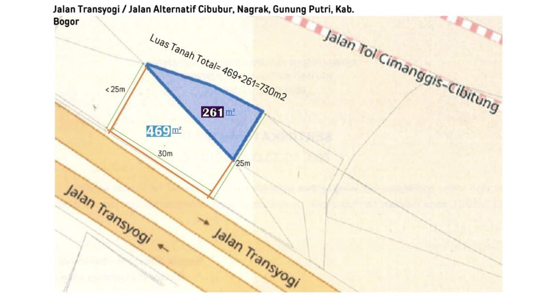 Tanah Komersial lokasi terbaik dijalan Raya Alternatif Cibubur terletak di antara CBD CitraGrand dan Kota Wisata