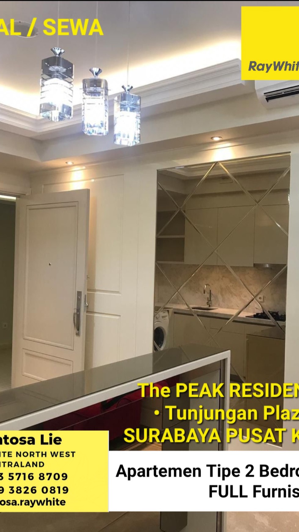 Dijual / Disewakan Apartemen THE PEAK TUNJUNGAN PLAZA 5 Surabaya Pusat Kota - Tipe 2 Kamar Tidur FULL Furnished Mewah