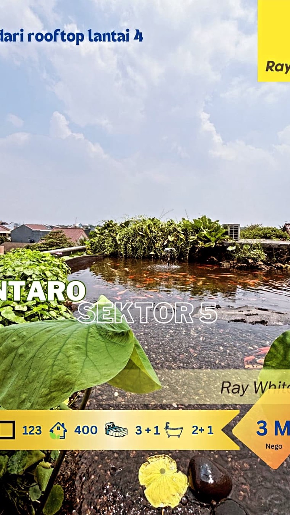 Rumah Villa 3 Lantai Dg Rooftop & Taman Di Bintaro Jaya Sektor 5