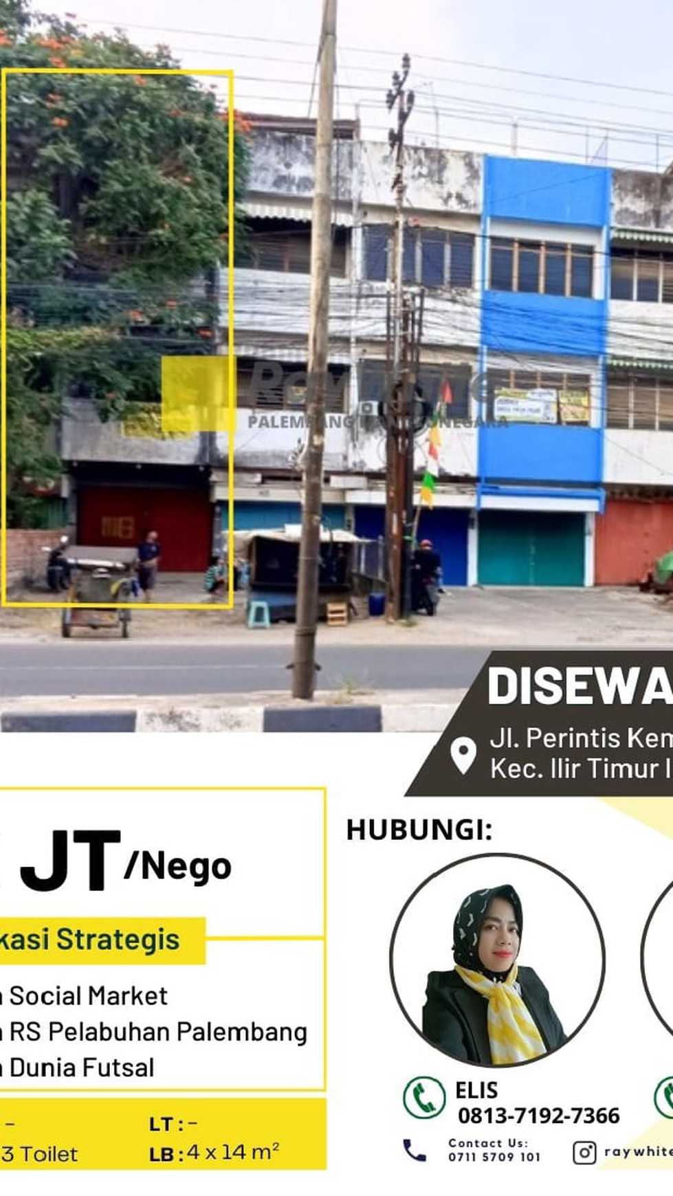 Ruko diSewakan Perintis Kemerdekaan Palembang