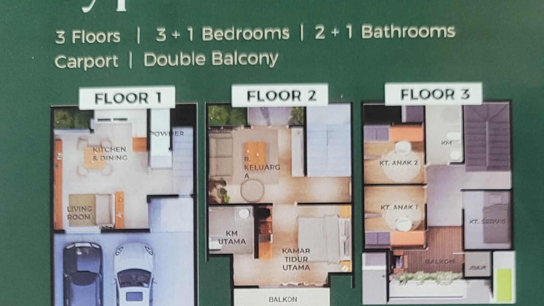Brand New Rumah 3 Lantai dan Lokasi Strategis @Pondok Aren