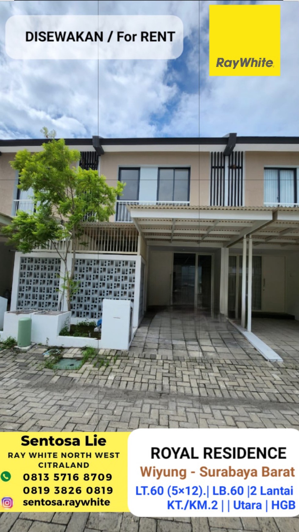 MURAH Disewakan Rumah Royal Residence Oakwood Wiyung Surabaya Barat Dekat Pakuwon Mall, Citraland, Wisata Bukit Mas