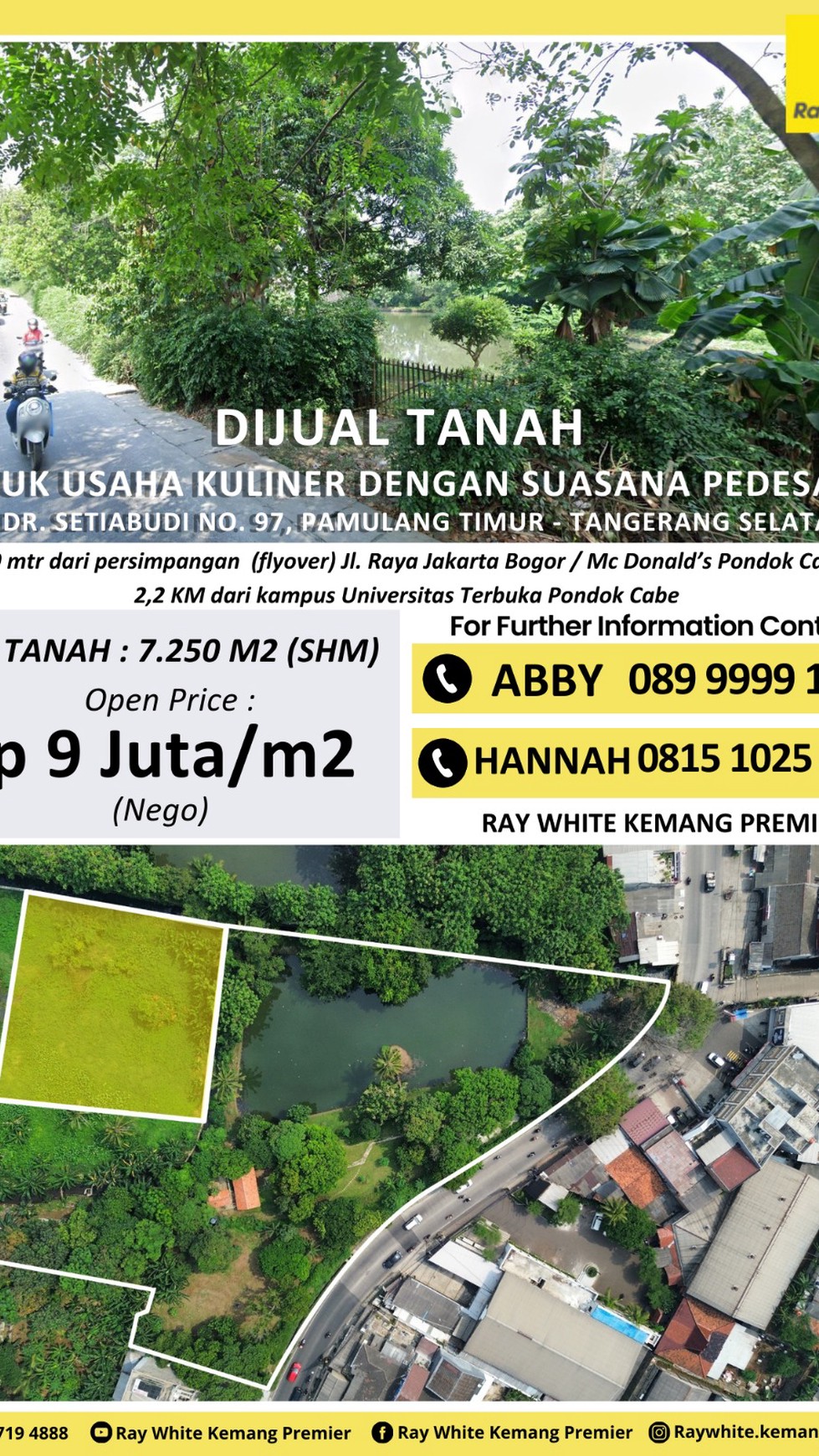 Dijual Tanah Luas di Pamulang Dengan Suasana Pedesaan