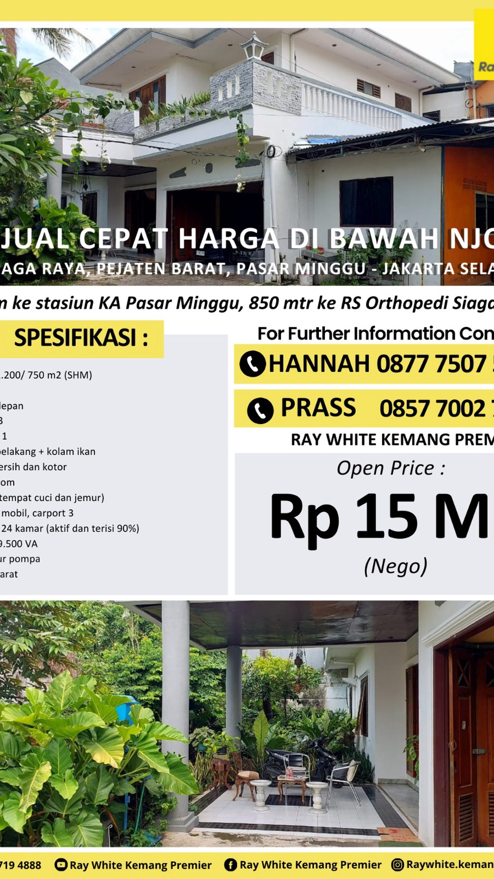 Dijual Rumah di Siaga Raya Luas Harga NJOP Cocok utk Town Houses