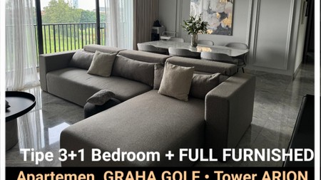 MURAH Dijual Apartemen Graha Golf - Graha Famili TOWER Arion Tipe 3+1 Kamar Tidur BONUS  FULL FURNISHED Best view GOLF 