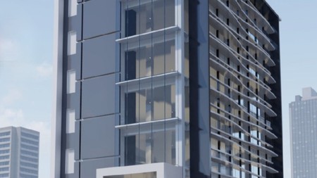 Gedung 8 lantai brand new, rapih, siap pakai  di Mampang Prapatan Raya, LT 843m2. Dilengkapi lift, genset, fire protection system