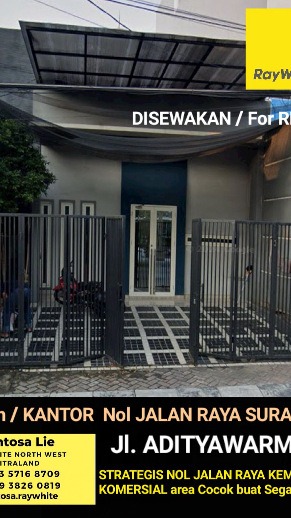 Disewakan Rumah / Rumah Usaha Nol Jalan Adityawarman - Surabaya Barat Dekat Sutos, Ciputra World Mall, Mayjen Sungkono