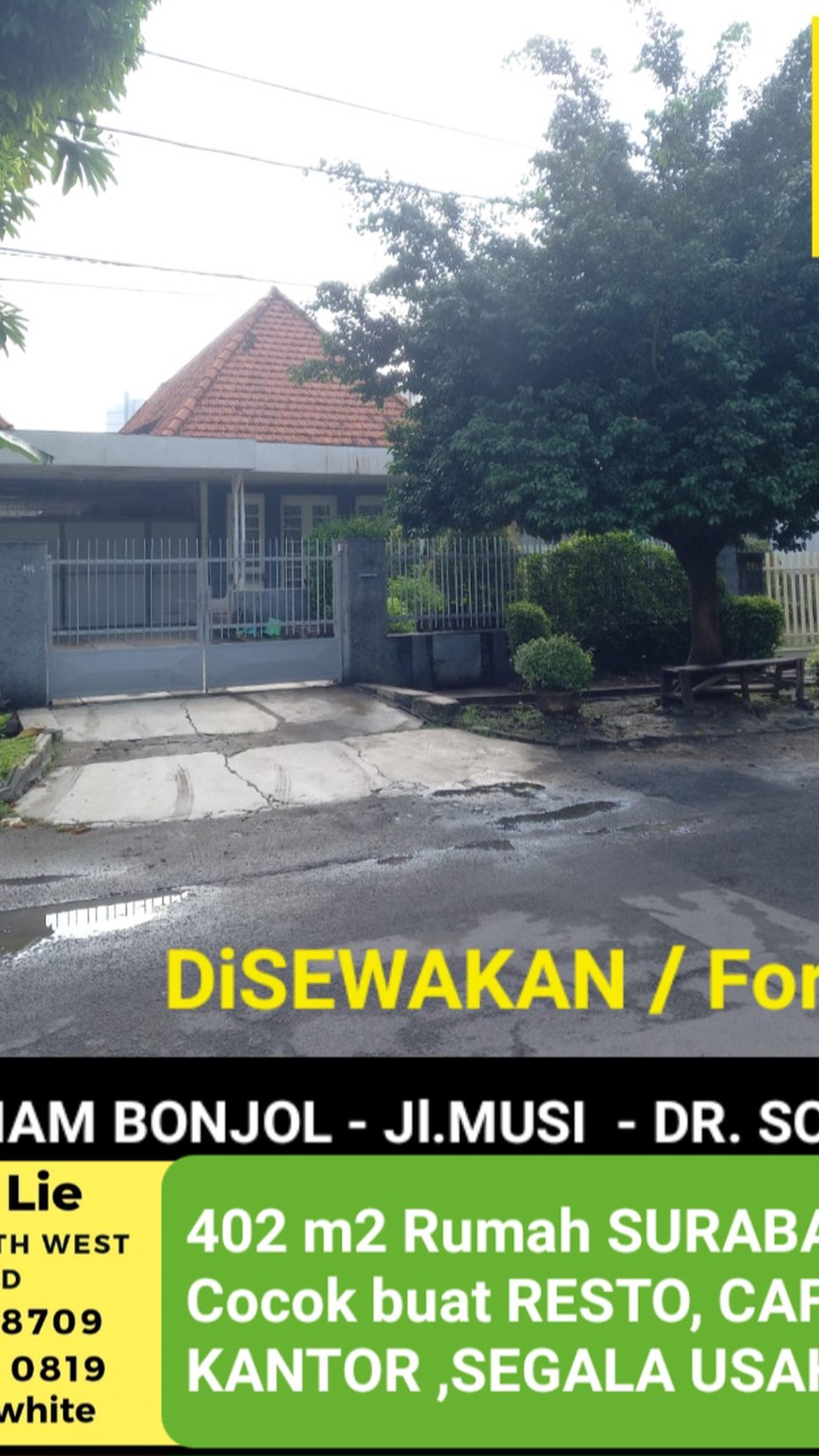 Disewakan 402 m2 Rumah Surabaya Pusat Kota Area Jalan imam Bonjol - Dr.soetomo - Desain Jadoel Instagramable Cocok Buat Segala Usaha