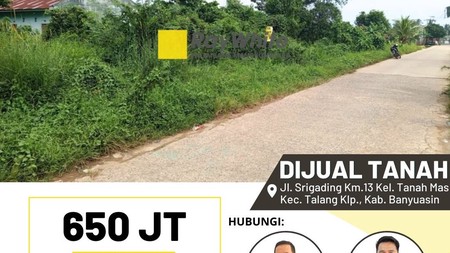 Tanah Dijual di KM 13  Srigading Palembang