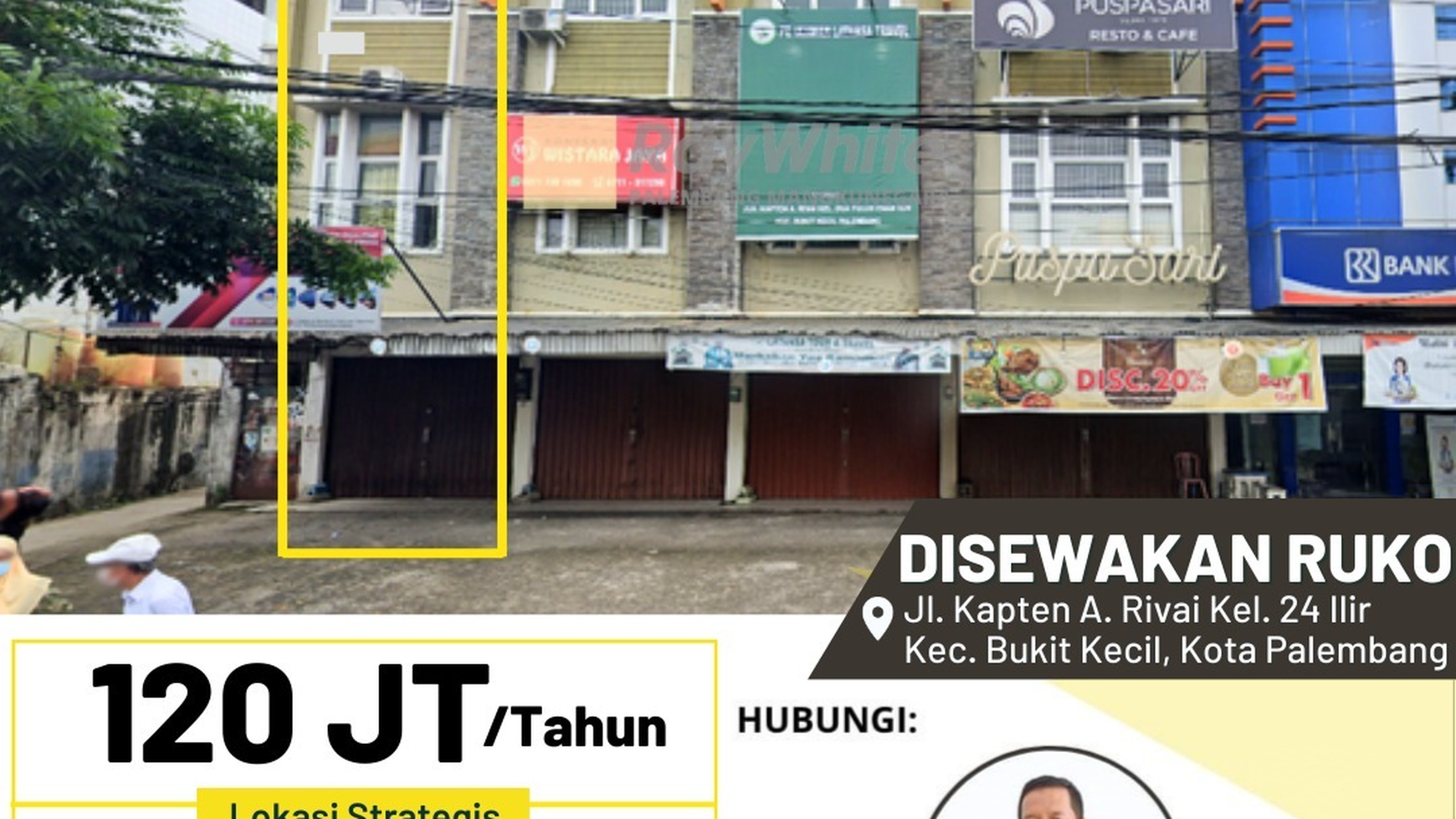 Ruko Disewakan di Jl A Rivai Palembang