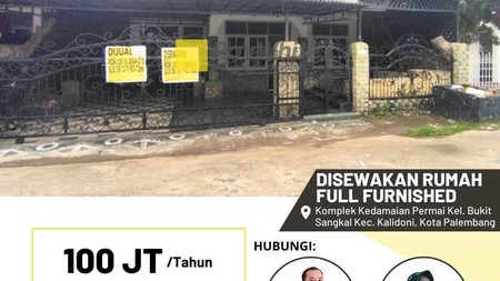 Disewakan Rumah Full Furnished di Komplek Kedamaian Permai Kota Palembang