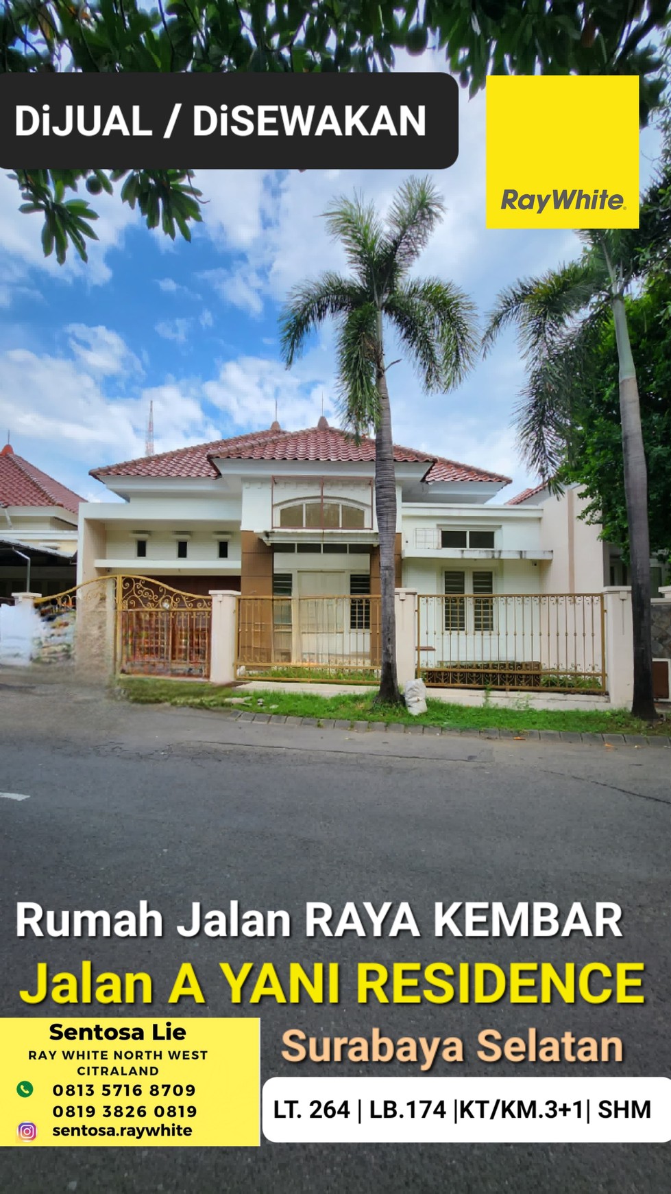 Dijual / Disewakan Rumah Central Park A Yani Residence Ketintang- Gayungan- Surabaya- Row Jalan KEMBAR - Dekat Graha Pena , Royal Plaza