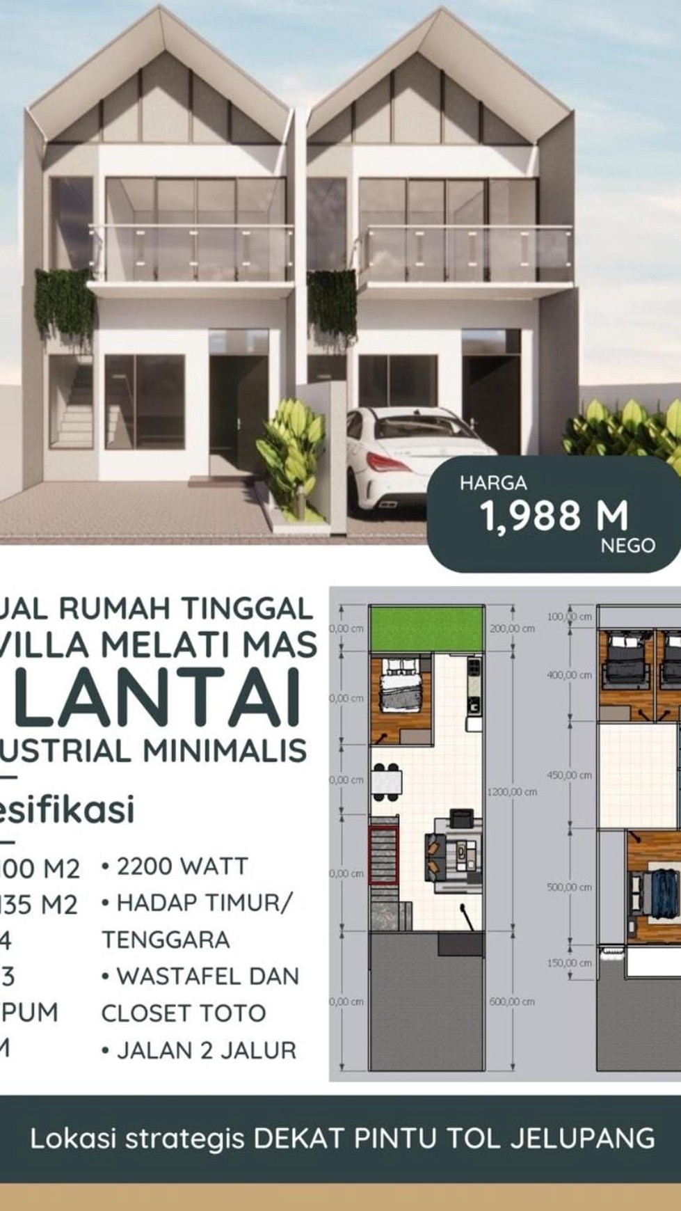 RUMAH CANTIK DAN BARU DI BLOK TERFAVORIT DI VILLA MELATI MAS - TANGERANG SELATAN