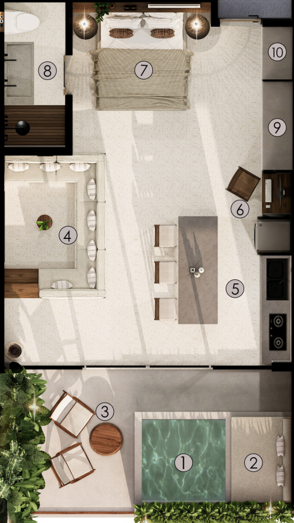 1-Bedroom  First Floor & 2nd Floor Apartment with Plunge Pool Berawa Canggu Bali