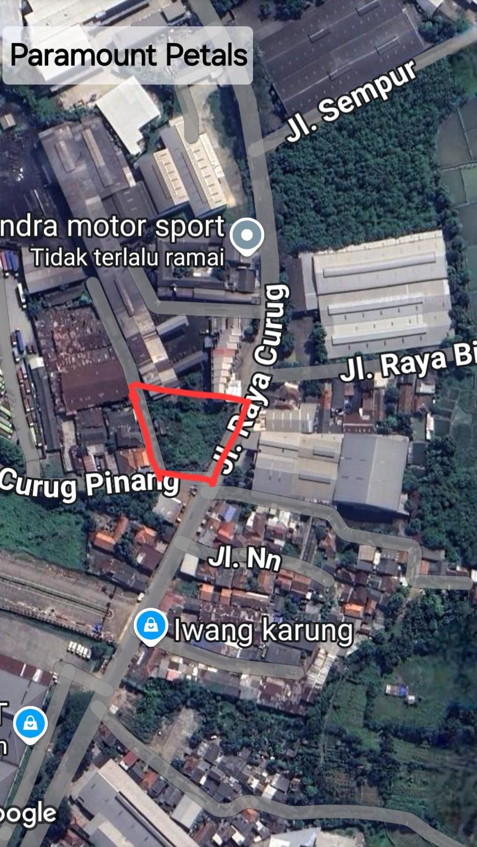 Dijual Cepat Kavling Commercial Strategis di Jl Raya Curug dkt Paramount Petal hanya 5 menit 2,6Km ke Tol Bitung-Jakarta