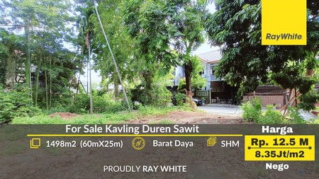 Kavling Strategis di Duren Sawit Luas 1498m2 Harga 8.35Juta/m dekat Tol Becakayu