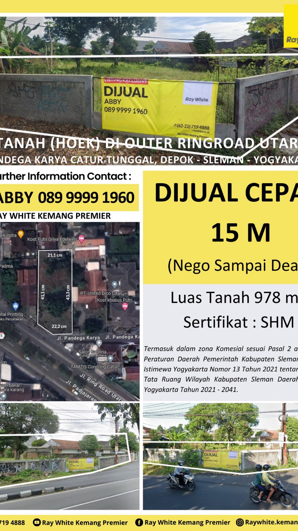 Dijual Tanah Zona Komersial Ringroad Utara Yogyakarta
