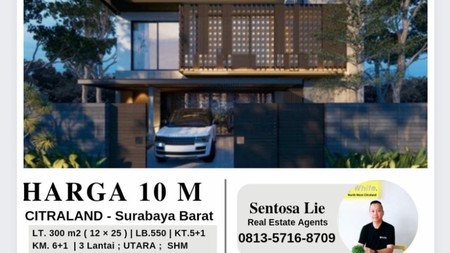 Dijual Rumah Bukit Golf Internasional Citraland Surabaya Barat- New Full MARMER Import in Luxurious Modern New Design - 3 Lantai