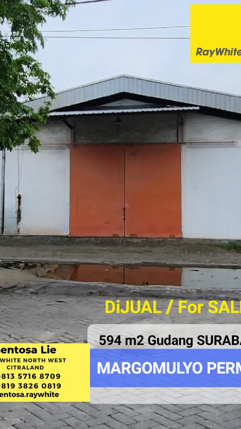 Dijual 594 m2 Gudang Margomulyo Permai Surabaya - kel.Greges - kec. Asem rowo - Lokasi Bagus