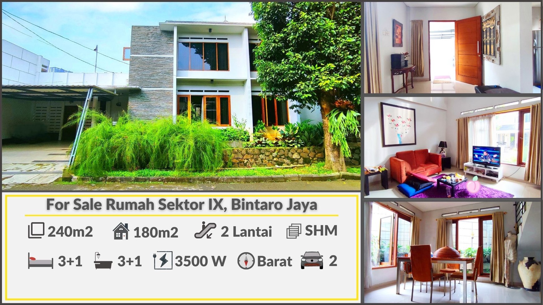 Rumah Modern Minimalis Sejuk dan Tenang di Bintaro Jaya Luas 240m2  