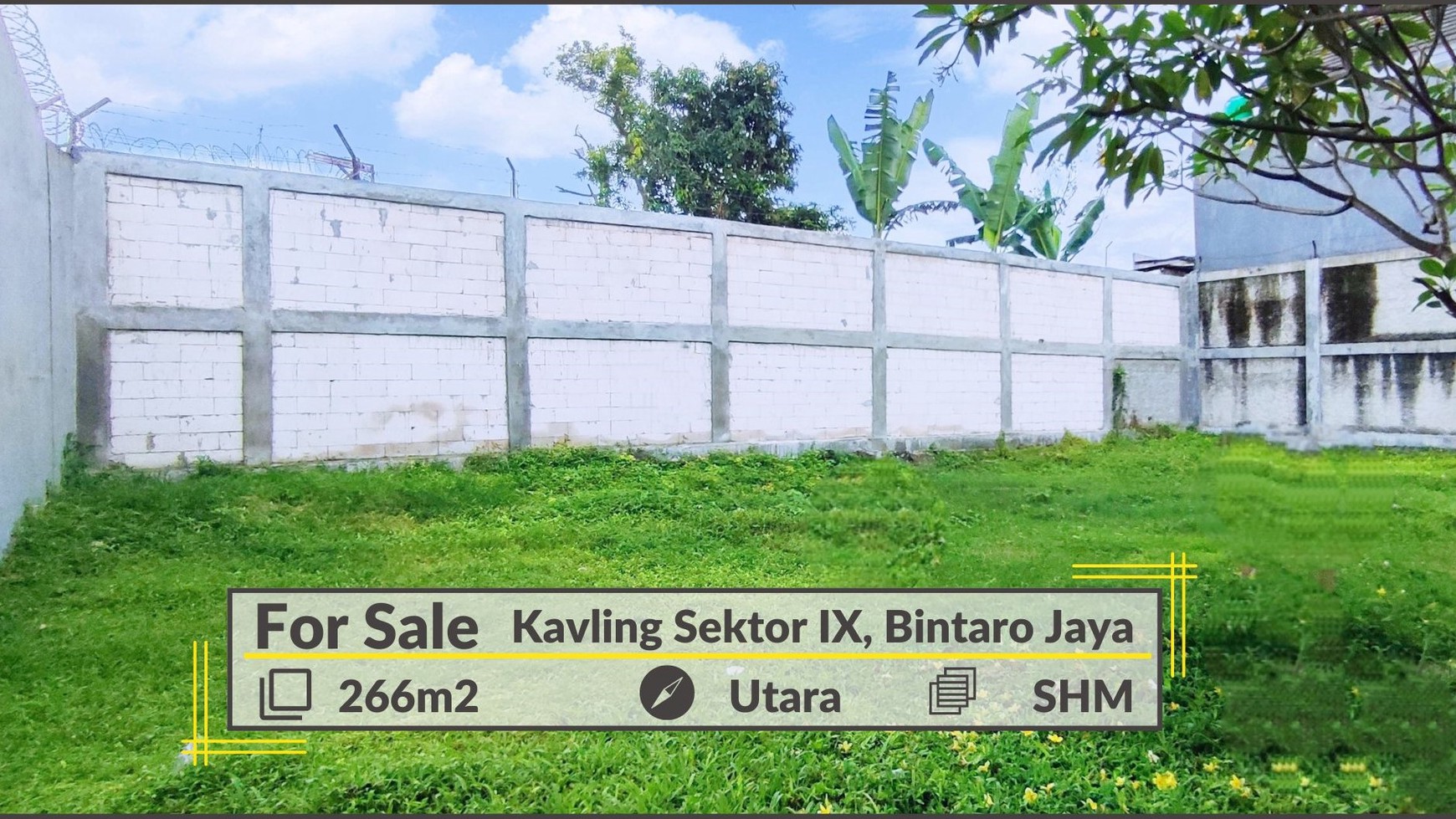 Kavling Perumahan Dengan Luas 266m2 di Sektor IX Bintaro Jaya, Harga 10Jt/m2, !!!
