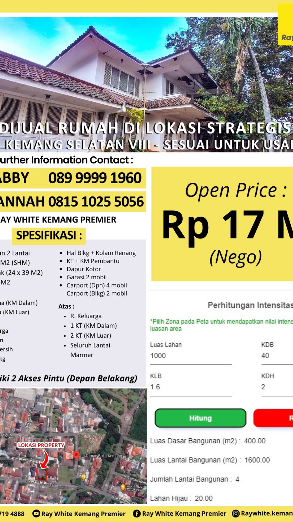 Rumah Kemang Selatan, Lokasi Strategis cocok untuk Ruko