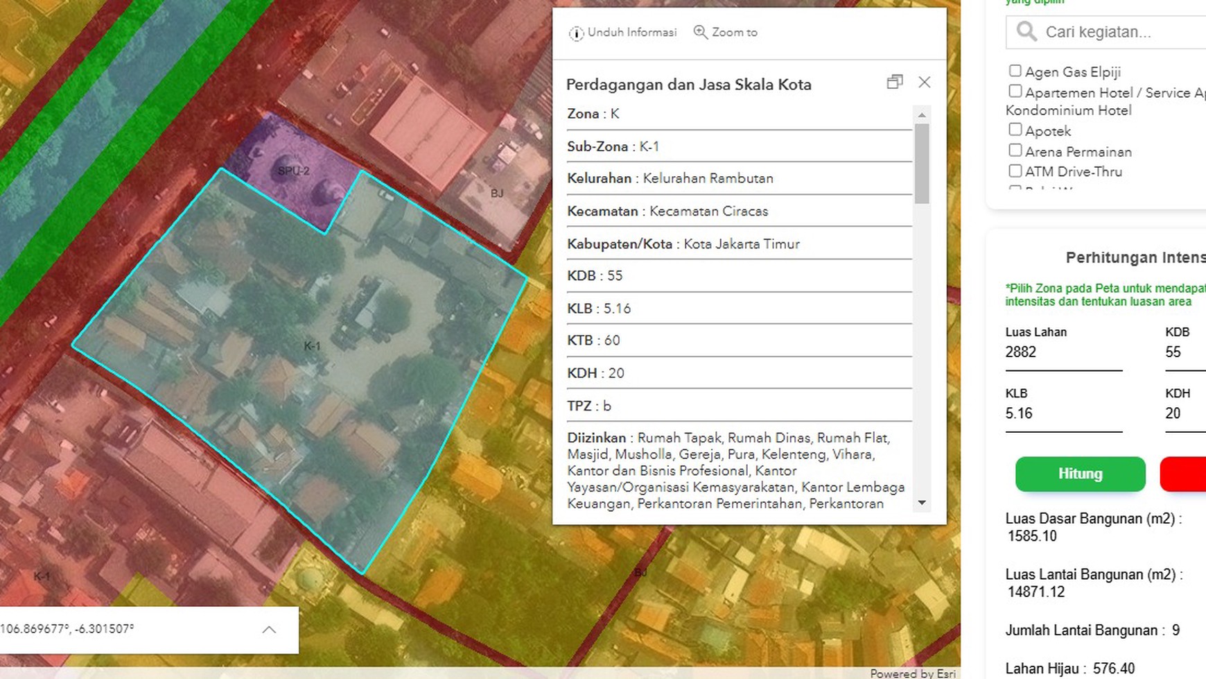 Dijual Rumah Lama (hitung tanah) di zona Komersil (K-1)