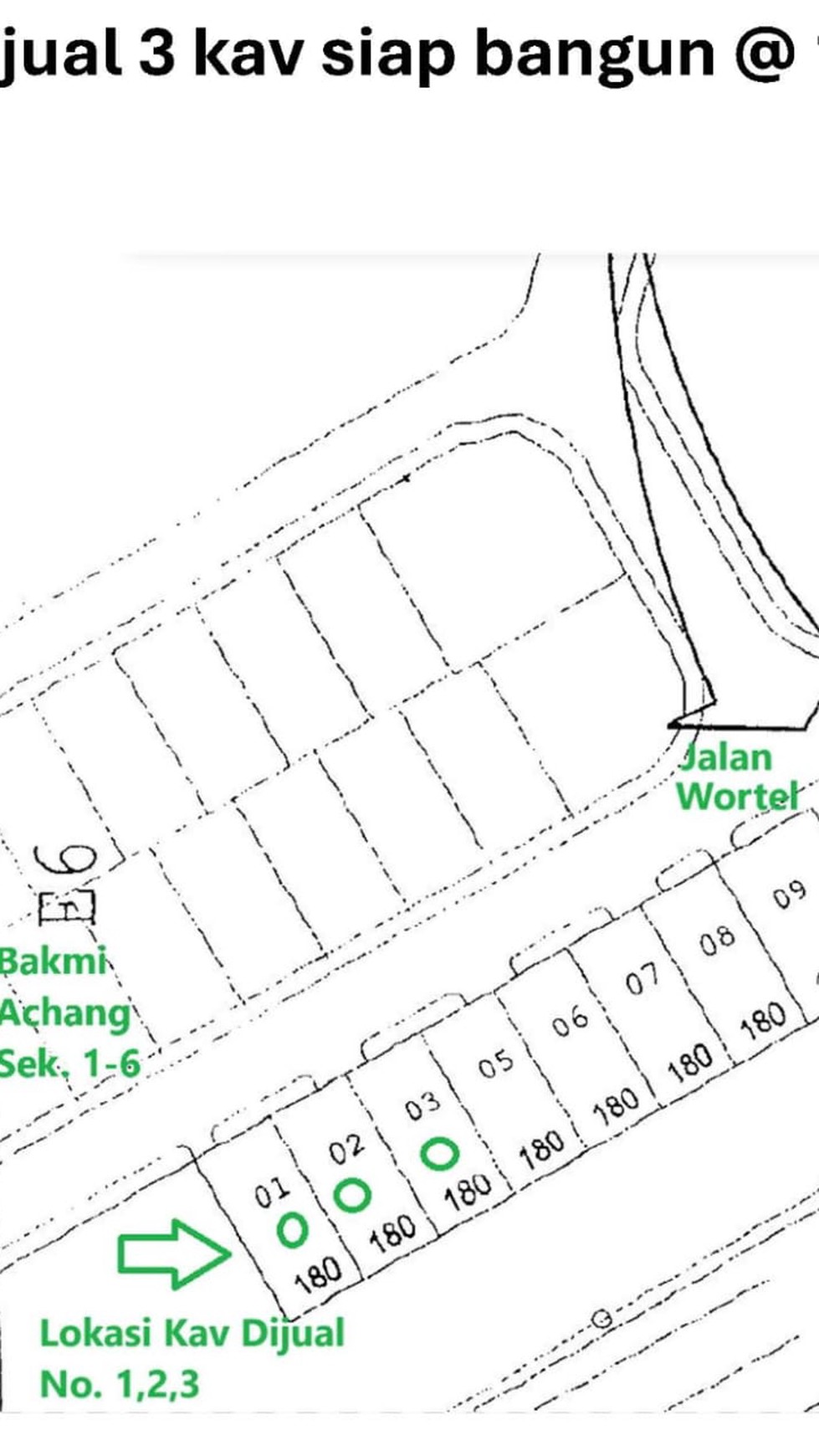 Kavling Gandeng 3 (Bisa beli 1 unit) Jl. Wortel boulevard Griya Loka