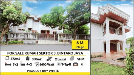 Rumah Hook Mediterania  di Bintaro Jaya Luas Tanah 372m2 Harga 6M Nego