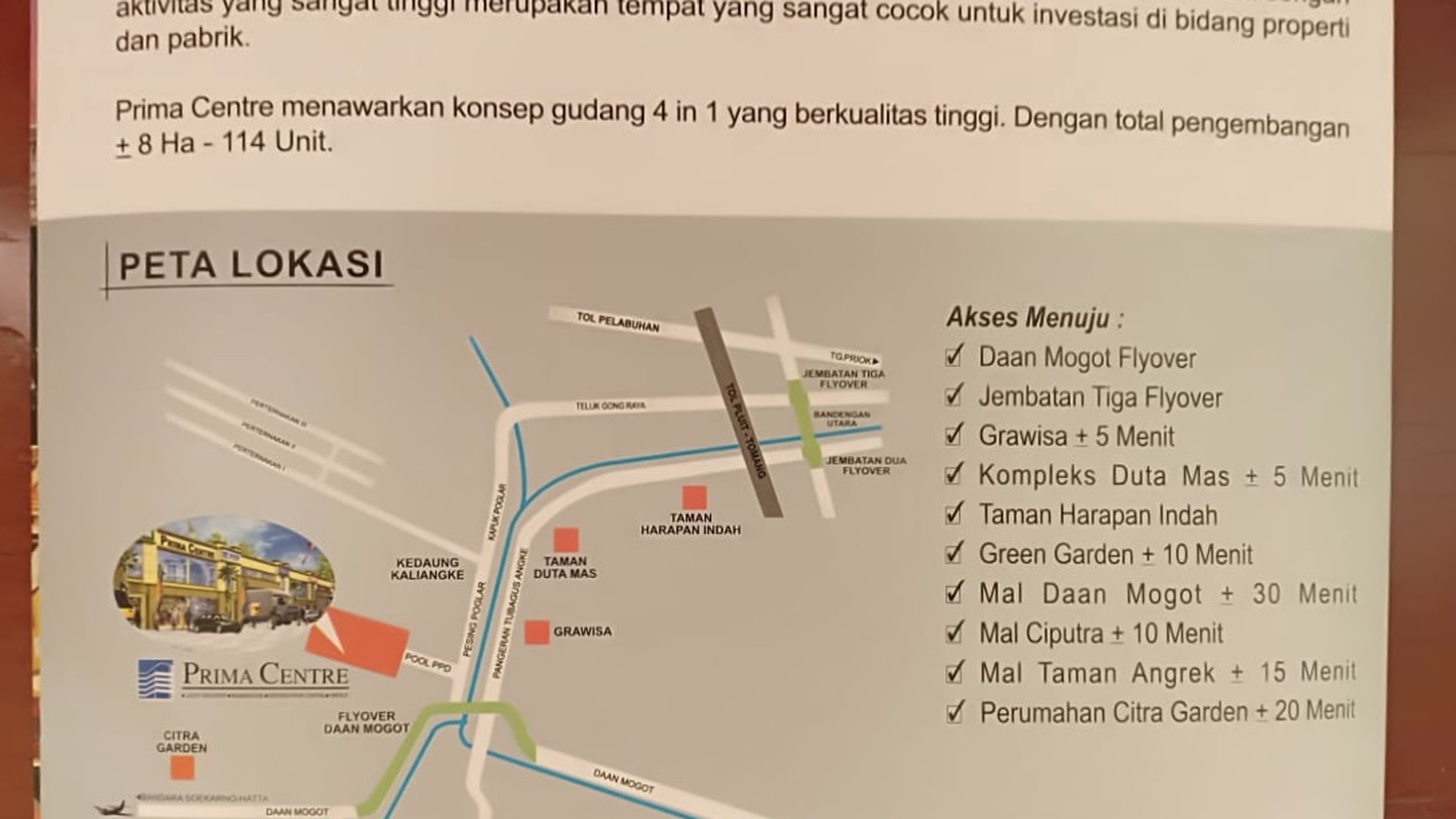 Disewa Gudang di Pergudangan Prima Centre Pesing Pogglar, Jakarta Barat