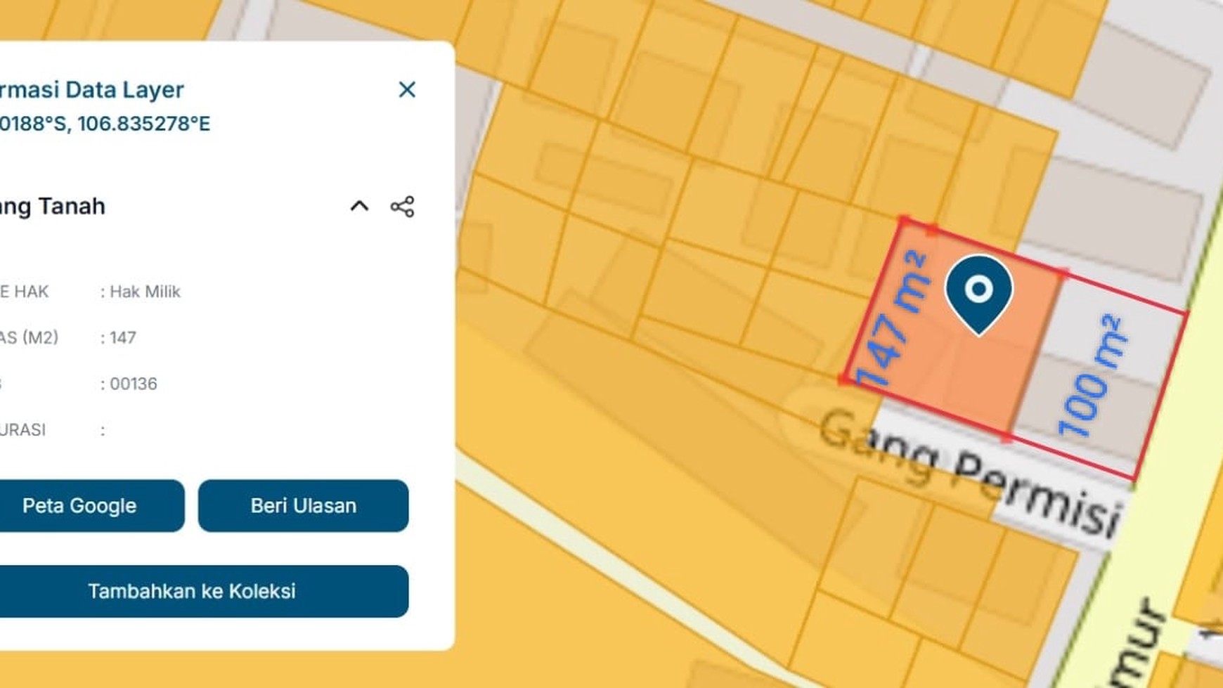 Tanah Siap Bangun Luas 247m2 Zonasi Komersial K2 di Jalan Raya Lenteng Agung