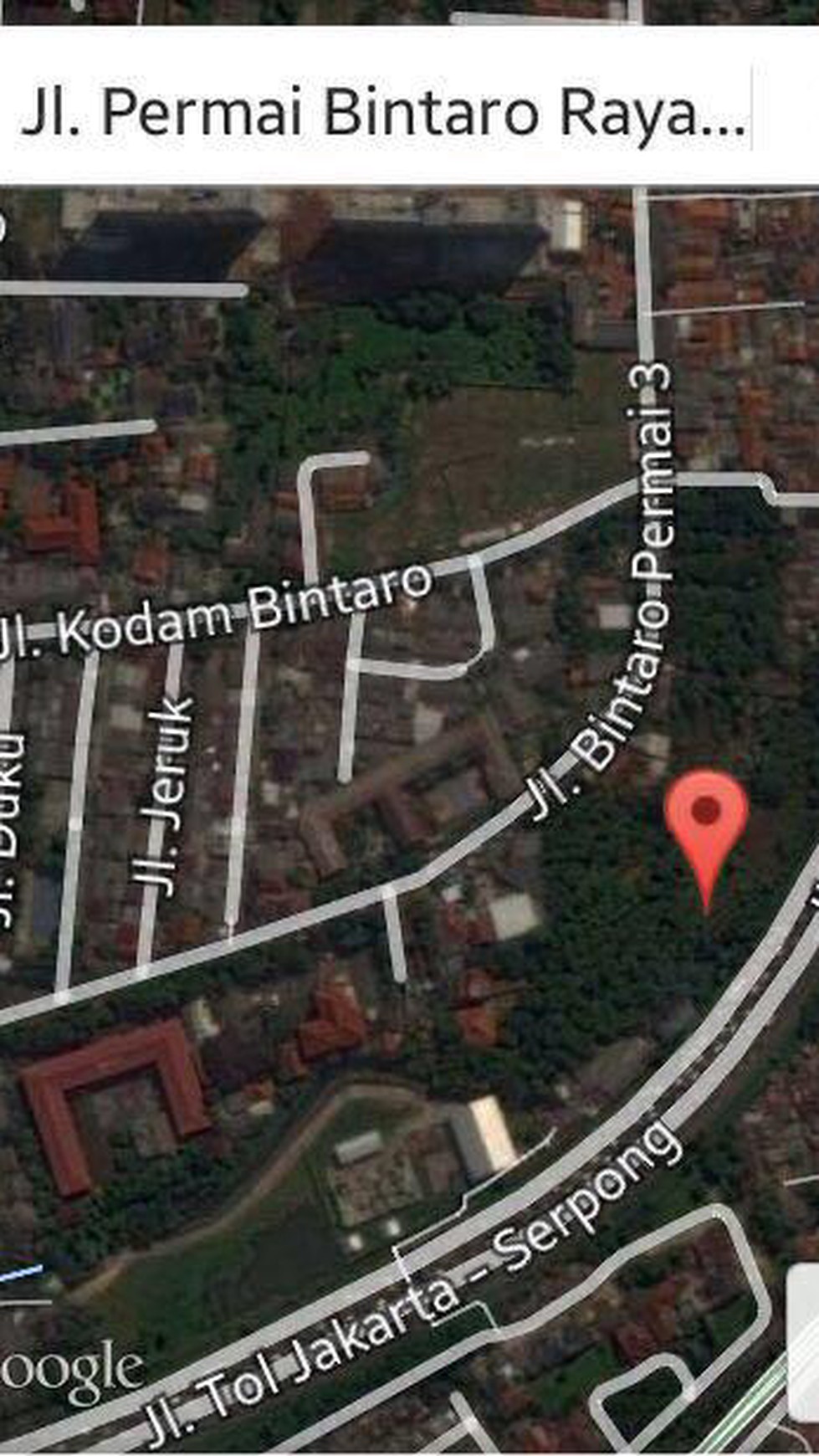 Tanah/Kavling Dengan Harga Dibawah NJOP Di PInggir Tol Bintaro