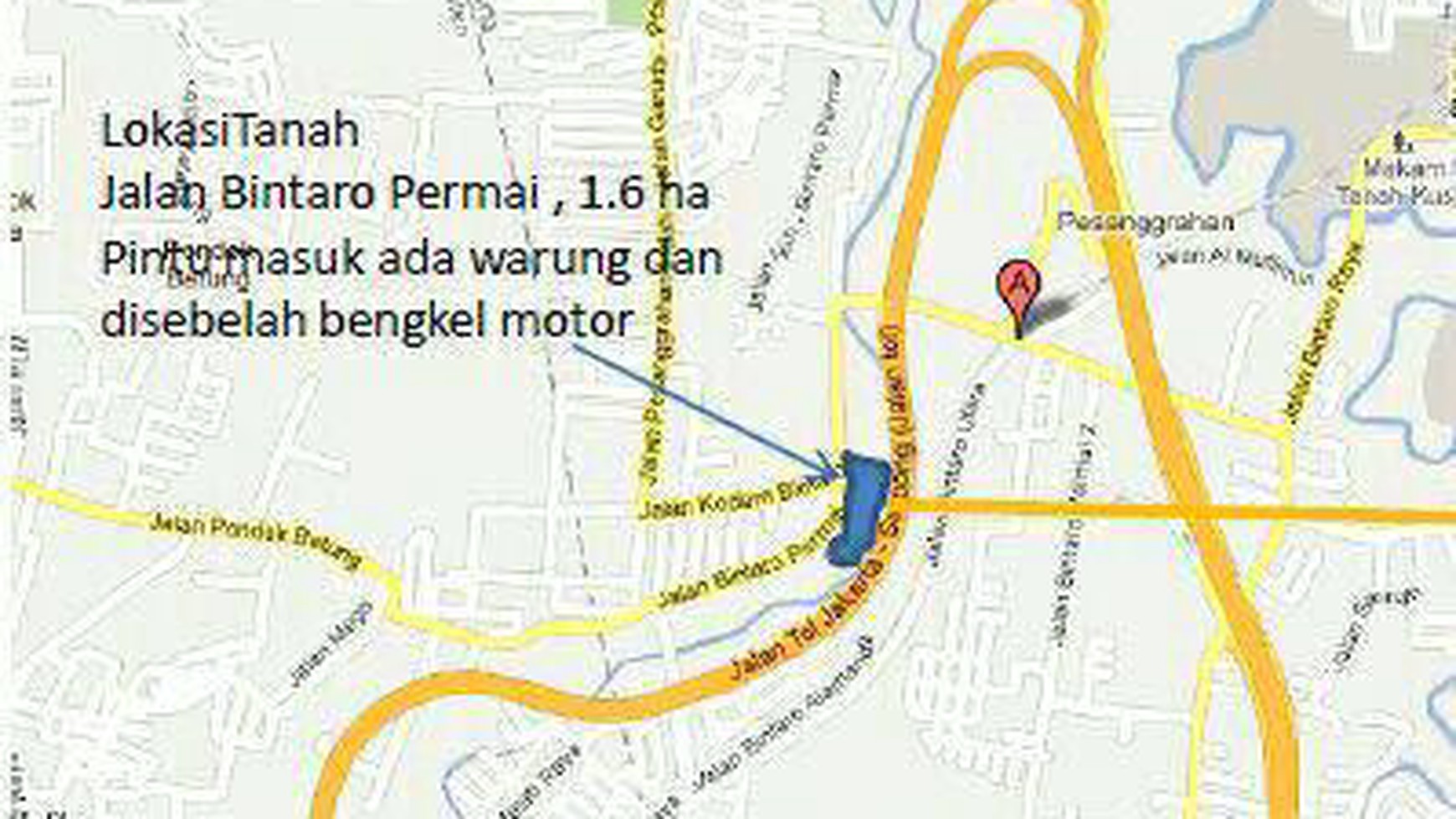 Tanah/Kavling Dengan Harga Dibawah NJOP Di PInggir Tol Bintaro