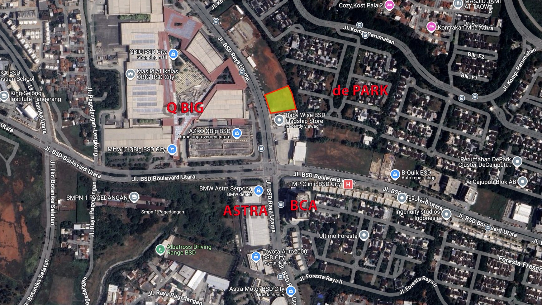 Dijual Kavling Komersial Strategis de Park BSD City menghadap Q Big