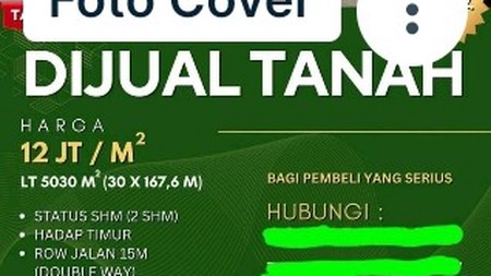 Dijual Tanah Murah Harga NJOP Jl. Kedung Cowek Surabaya Utara
