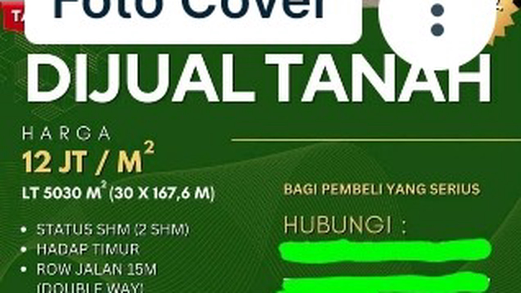 Dijual Tanah Murah Harga NJOP Jl. Kedung Cowek Surabaya Utara