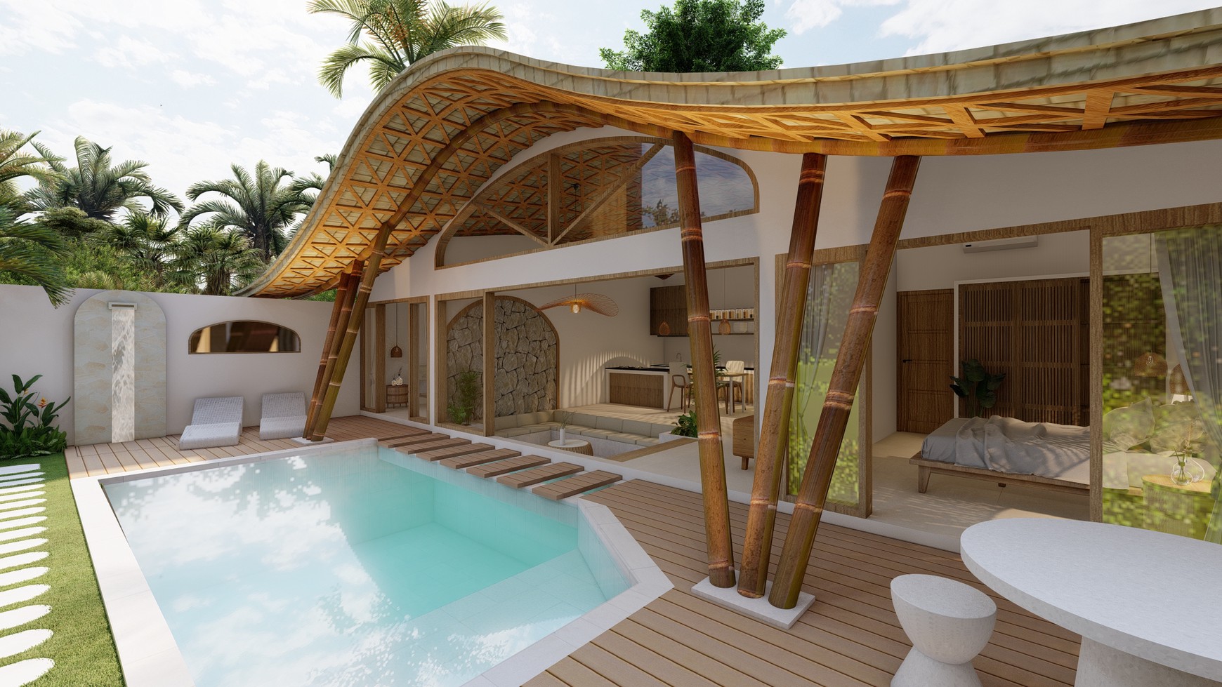 For Sale Leasehold - Unique tropical bamboo villa 2 bedrooms in Kerobokan - Bali