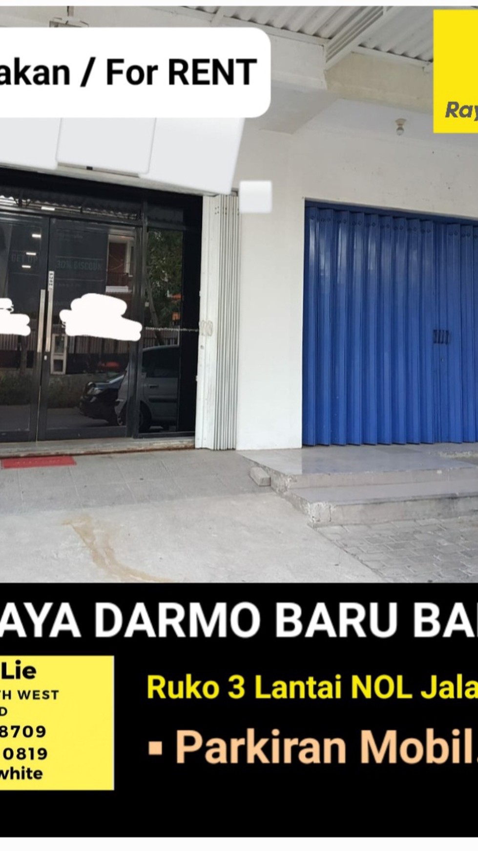 MURAH Disewakan Ruko Darmo Baru Barat - Darmo Permai - Surabaya Barat- Nol Jalan - Parkiran Mobil Luas