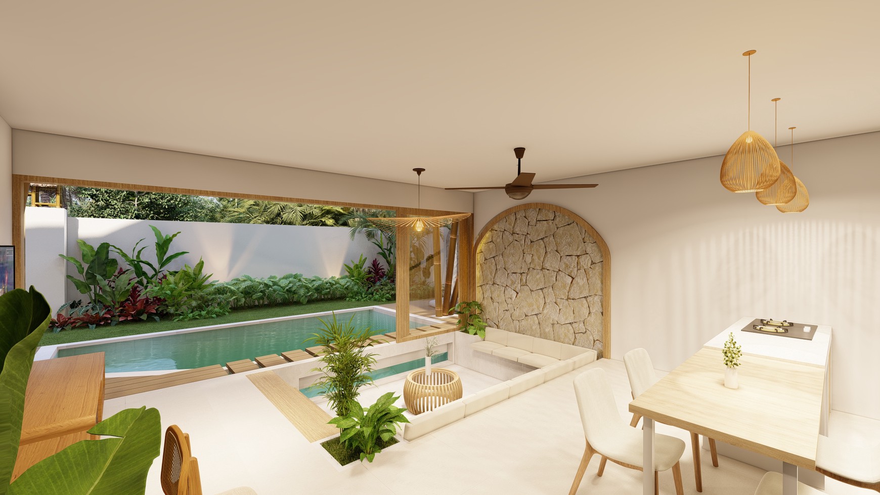 For Sale Leasehold - Unique tropical bamboo villa 3 bedrooms in Kerobokan - Bali