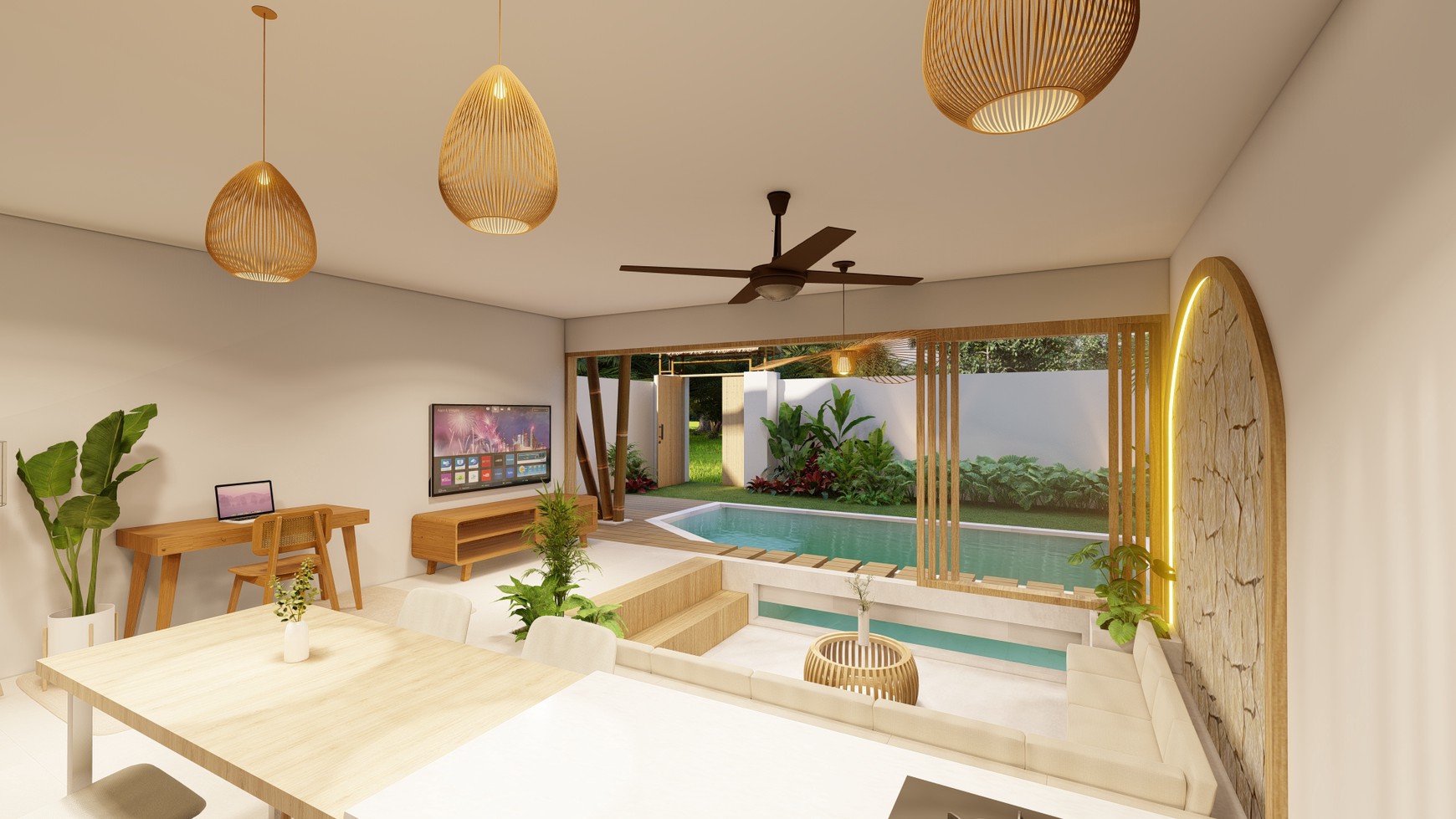 For Sale Leasehold - Unique tropical bamboo villa 3 bedrooms in Kerobokan - Bali