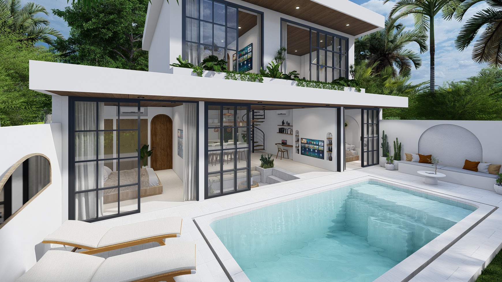 For Sale Leasehold - Brand new modern cozy villa in Kerobokan - Bali ( type Meridian 4 bedrooms )