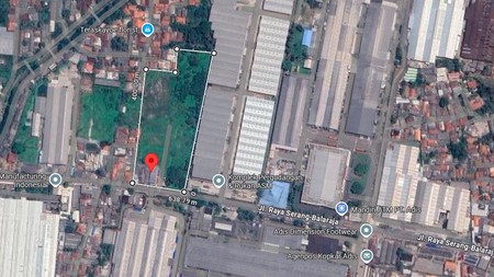Tanah industri dan Pergudangan luas 20.250 m2 lokasi dekat pintu tol Balaraja barat.