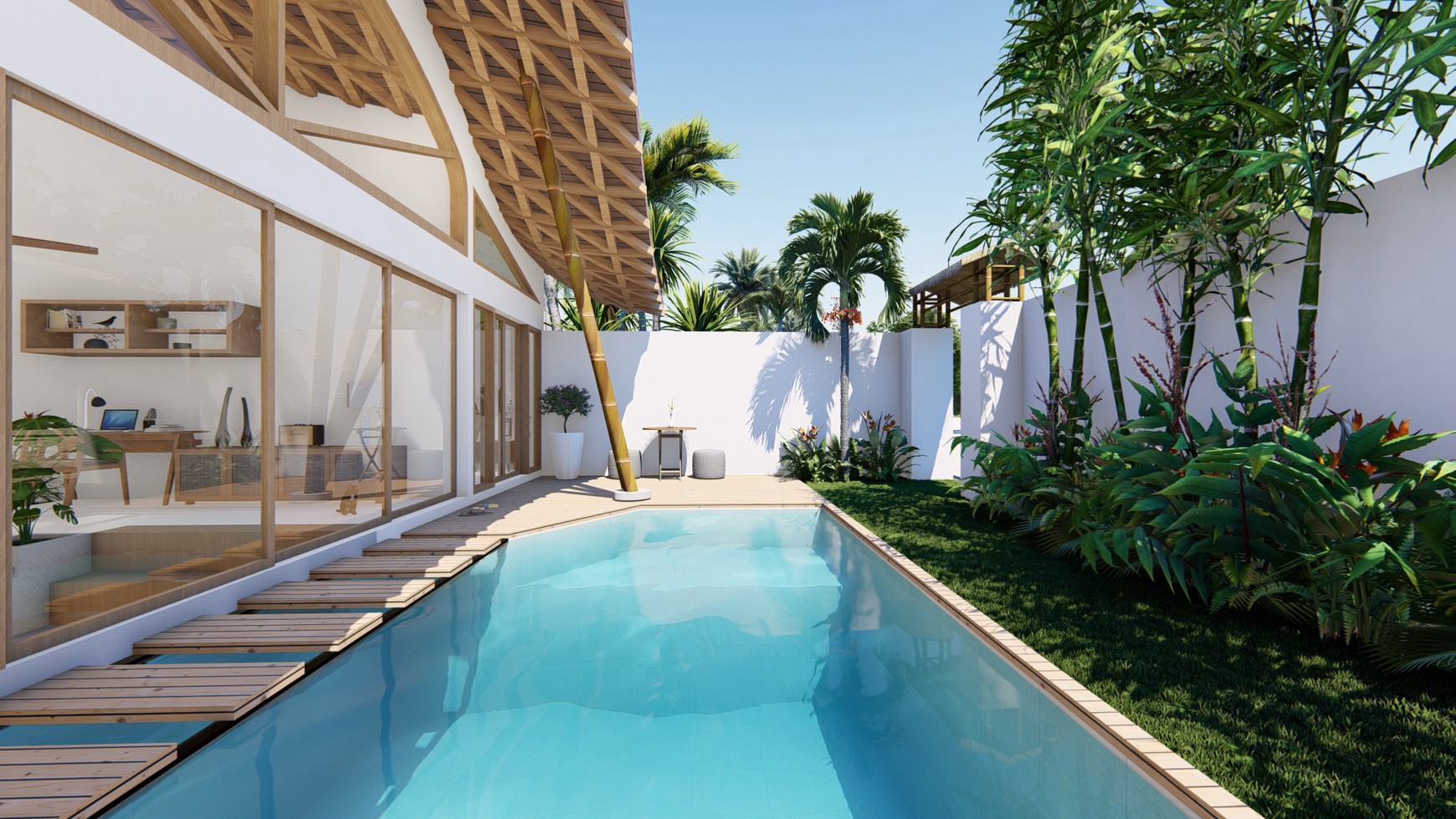 For Sale Leasehold - Unique tropical bamboo villa 2 bedrooms in Kerobokan - Bali