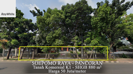 FOR SALE Tanah Komersial K1 Cocok Untuk Minibuilding dan Hotel Soepomo Raya, Tebet, Jakarta Selatan