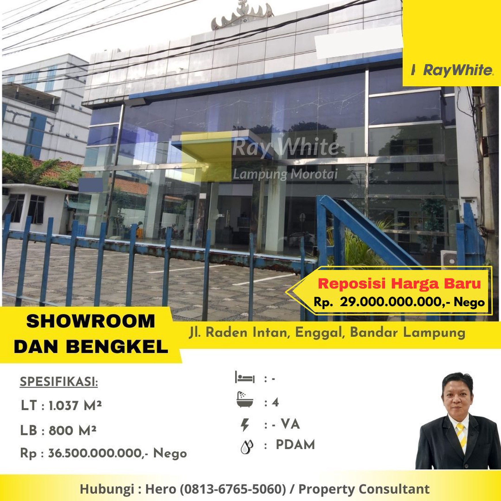 Dijual Showroom di Jalan Utama Tanjung Karang Pusat