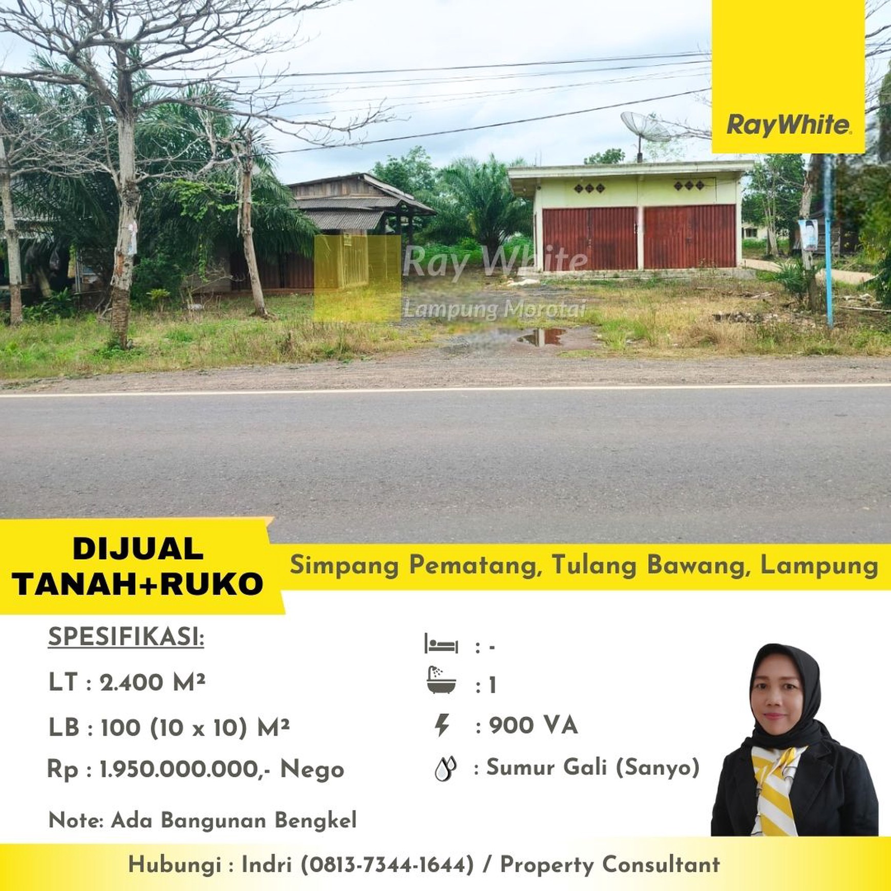 Tanah Bonus Ruko 2 pintu dan Bengkel Simpang Pematang Mesuji Dijual Cepat